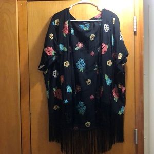 Floral kimono with fringe TORRID